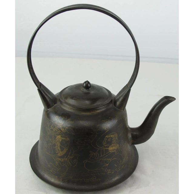 Coffee Copper Decorative Beijing Teapots - Set of 3 For Sale - Image 8 of 9