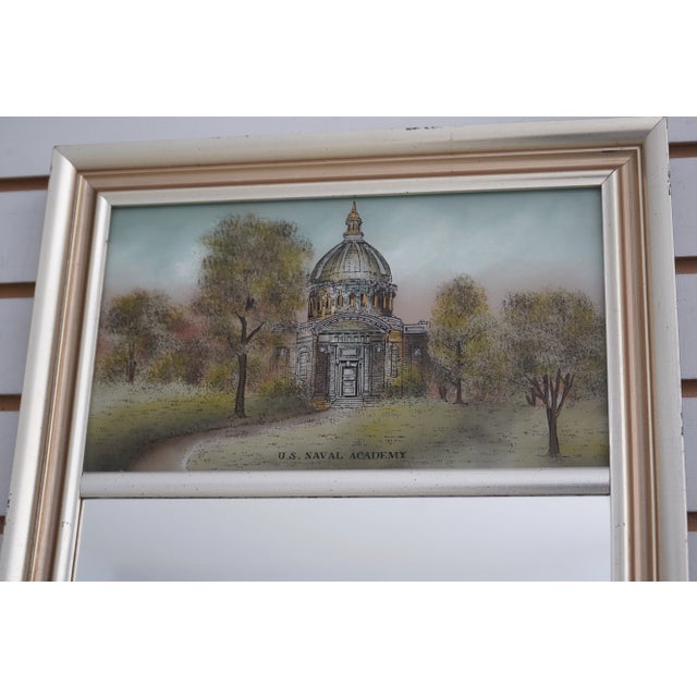 Us Naval Academy Silver Frame Eglomise Mirror For Sale - Image 9 of 10