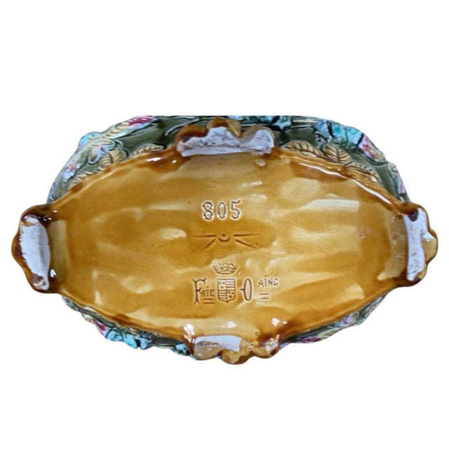 19th Century French Majolica Chesnut Jardinière Onnaing For Sale In Austin - Image 6 of 11