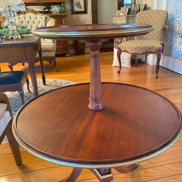 Round Tier Three Leg Regency Salon Table With Gold Claw Feet and Gold Accent For Sale - Image 12 of 18