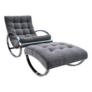 Ellipse Modern Tufted Rocking Lounge Chair With Rocking Ottoman | by Renato Zevi for Selig Made in Italy For Sale