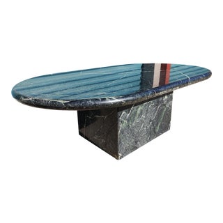 Vintage Postmodern Green Marble Coffee Table For Sale