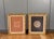 Pair of vintage framed 20th century Chinese hand embroidered silk mats or textile art framed in gold faux bamboo frames....