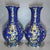 Pair of Chinese Deep Blue Famille Rose Plum Blossom Floral Vases, Chinoiserie Decor Vessels For Sale - Image 4 of 9