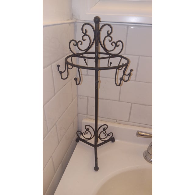 2010s Vintage-Style Ornate Scrollwork Black Jewelry Display Stand For Sale - Image 5 of 5
