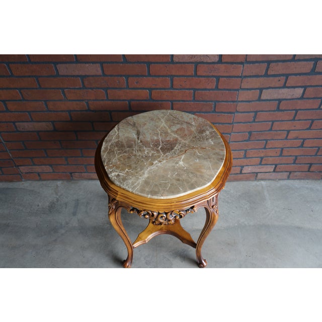 Italian French Style Marble Top End Table For Sale - Image 4 of 10