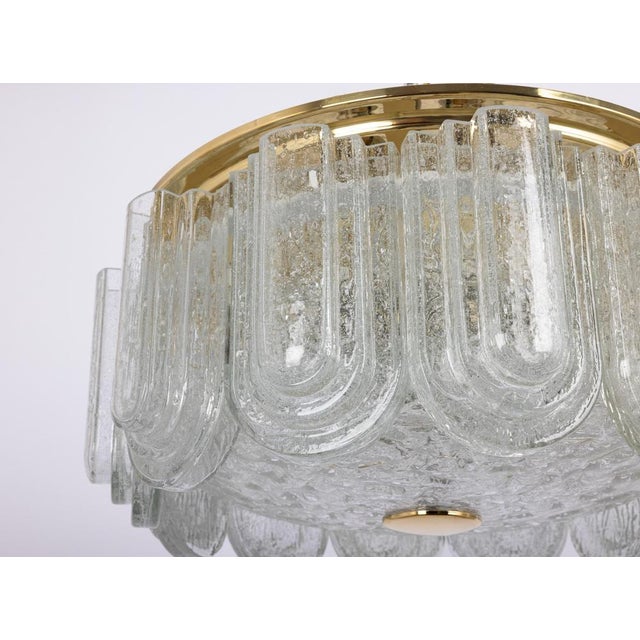 1960s Large Brass Flushmount with Murano Glass Tubes attributed to Doria, Germany, 1960s For Sale - Image 5 of 14