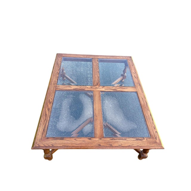 Quick Hits: William and Mary–style oak coffee table by Pennsylvania House Features turned legs, X-stretcher base, and four...