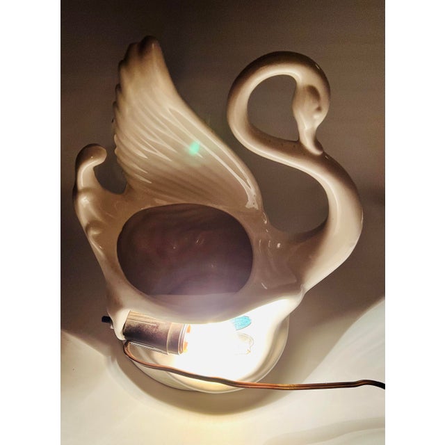 Vintage Swan Tv Lamp With Planter | Chairish