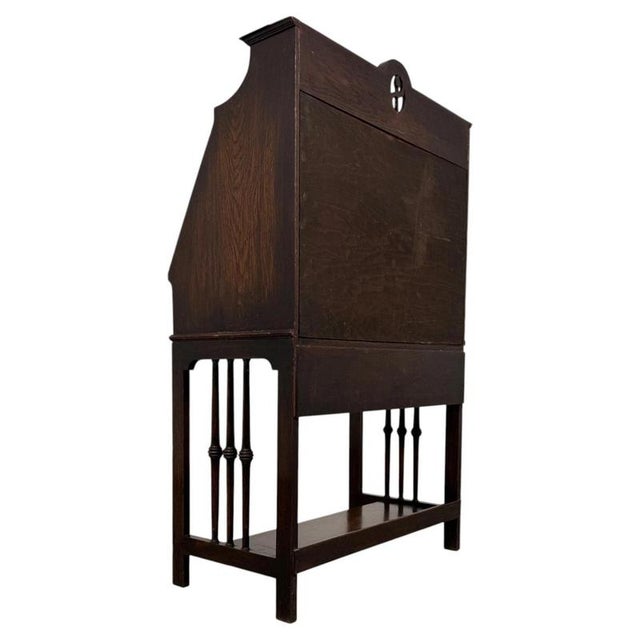 20th Century English Oak Bureau with Fitted Interior For Sale - Image 11 of 14