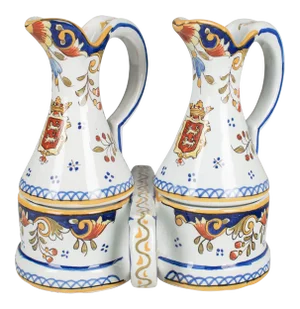 French Desvres Faience Cruet Set - 3 Piece Set