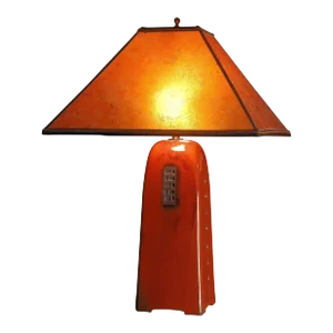 Artisan Made Russet Ceramic Table Lamp With Mica Shade