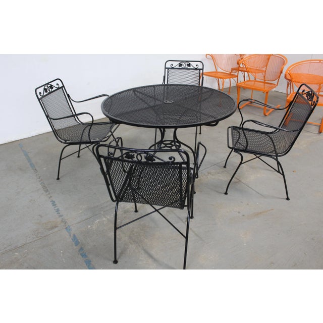 American Vintage Woodard Outdoor Iron Table and 4 Chairs For Sale - Image 3 of 13