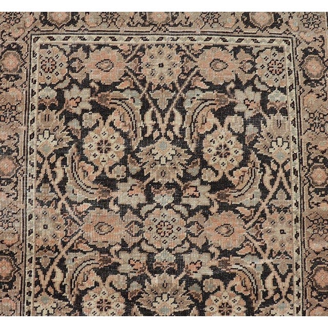 Cream Antique Persian Tabriz Runner With Ornate Floral Design in Earthy Tones For Sale - Image 8 of 12