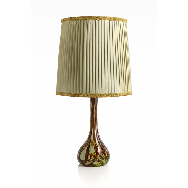 Brown Glass Table Lamp with Textile Shade, 1960s For Sale - Image 8 of 8