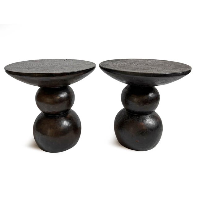 Wood Espresso Solid Wood Ball Side Table For Sale - Image 7 of 9