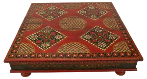 Vintage Hand-Painted Low Coffee Table, Afghanistan, 1970s