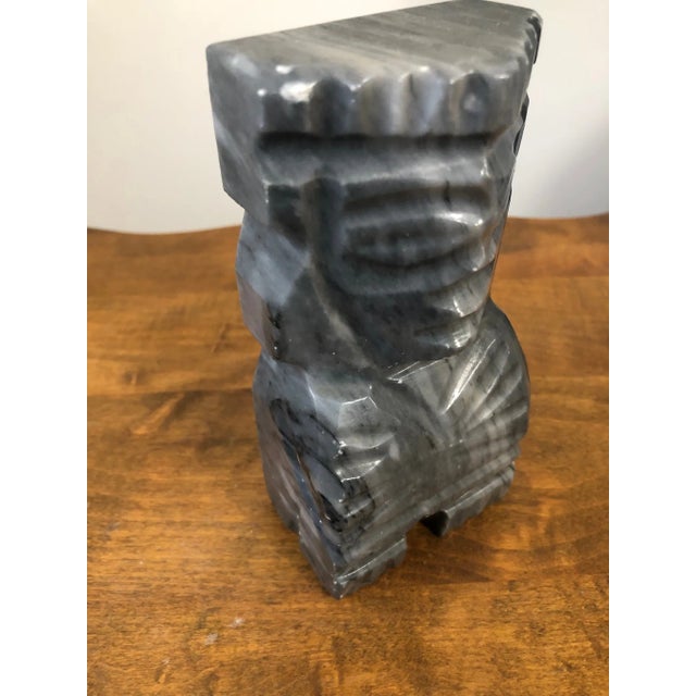 Late 20th Century Tribal Aztec Carved Stone Figurine Statue / Bookend For Sale - Image 5 of 8