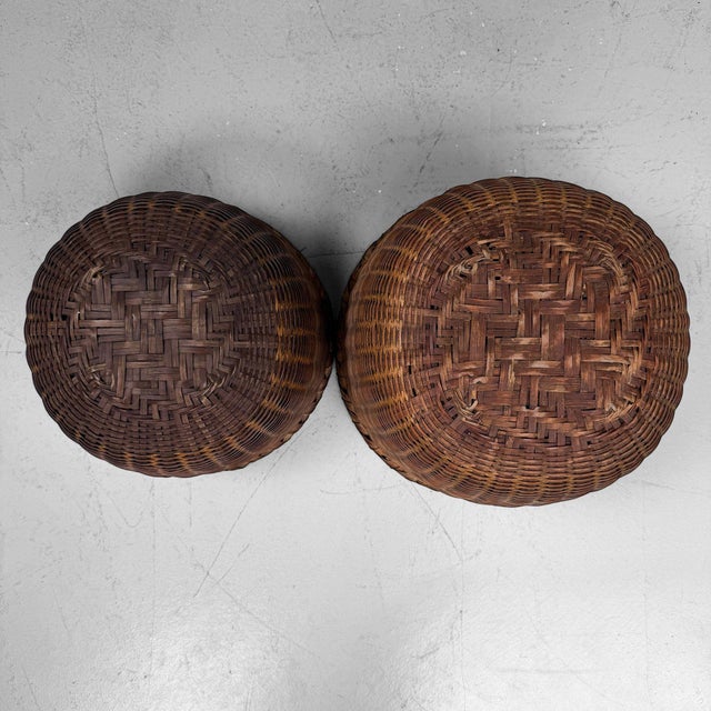 Vintage Japanese Bamboo Baskets, 1960s, Set of 2 For Sale - Image 13 of 16