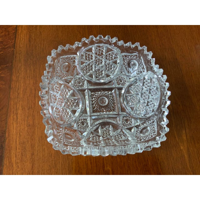 Glass 1950s Saw Tooth Cut Crystal Bowl For Sale - Image 7 of 7