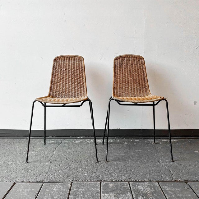 Vintage Metal and Wicker Chair For Sale - Image 5 of 18