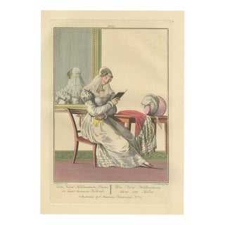 Maaskamp, North Holland Lady in Her Drawing Room, Dutch Costume, 1820, Engraving For Sale