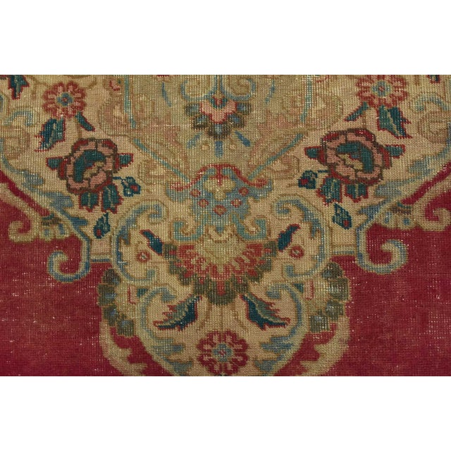 Tabriz Rug 9’5” X 11’9” Pink Wool Vintage Distressed Hand-Knotted Carpet For Sale - Image 11 of 15