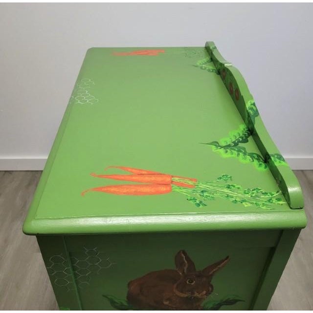 Folk Art Folk Art Hand-Painted Rabbit Cabinet Signed Patti B. Martin, 2008 For Sale - Image 3 of 12