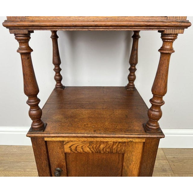 Antique French Oak Bedside Table with Marble Top For Sale - Image 5 of 10