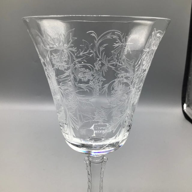 Etched Fostoria Heather Crystal Water Goblets-Set of 6 For Sale - Image 11 of 13