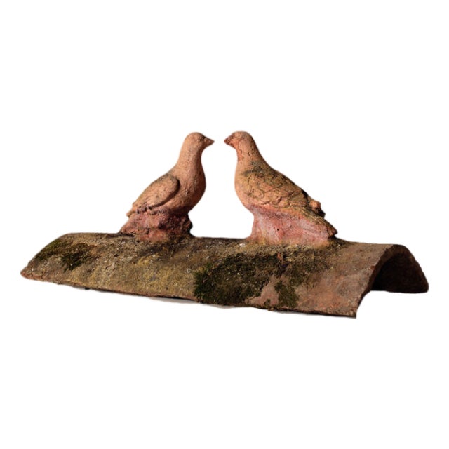 19th Century French Terracotta Roof Tile With Motif (A) For Sale