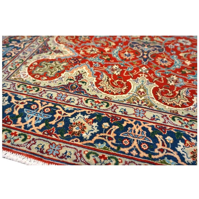 Antique Persian Tabriz Wool 3x5 Red & Navy Handmade Area Rug #1143878 For Sale In Houston - Image 6 of 12