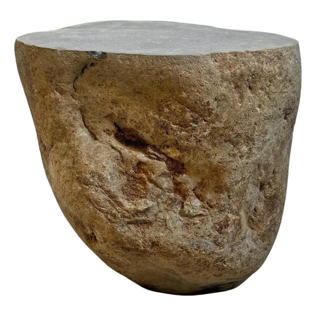 Rustic Vintage Boulder Stool Side Table For Sale