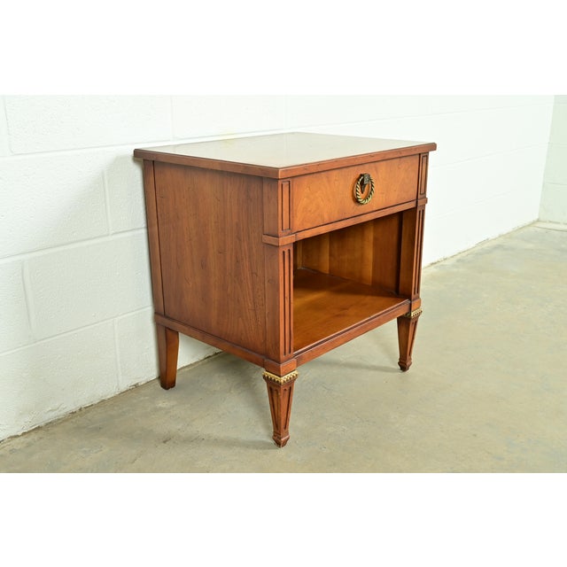 1960s Henredon French Regency Louis XVI Carved Walnut Nightstand, Circa 1960s For Sale - Image 5 of 18