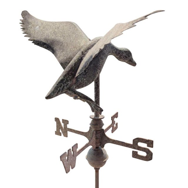 Gold Antique Three-Dimensional Copper Weathervane with Open-Winged Duck, 1900s For Sale - Image 8 of 8