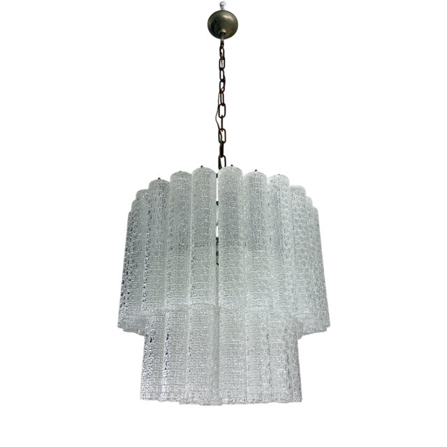 Mid-Century Modern Murano Glass Chandelier in the style of Venini, 1950s For Sale
