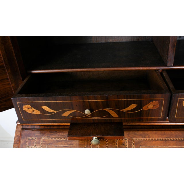Antique 18th Century Dutch Walnut Marquetry Bureau Cabinet For Sale - Image 16 of 18