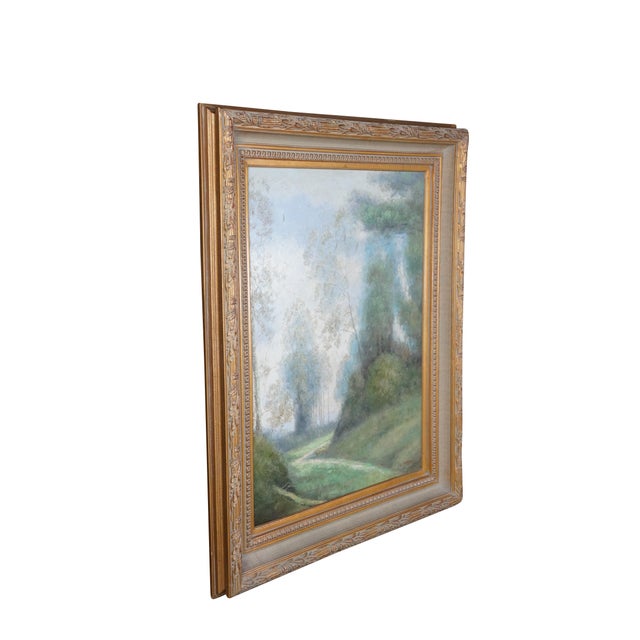 Vintage L. Stephano impressionist oil painting featuring a pastoral country scene with cows / cattle. A dirt road meanders...