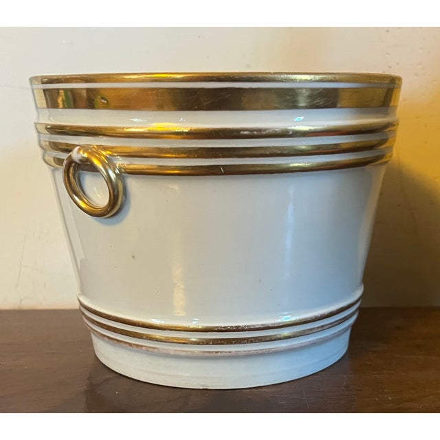 Gold Antique 19th Century Vienna Porcelain Gold & White Cachepot Flower Pot Planter Jardiniere For Sale - Image 8 of 14