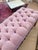 Late 19th Century Late 19th Century Hollywood Regency Pink Velvet Tufted Bench With Ornate Carved Frame For Sale - Image 5 of 9