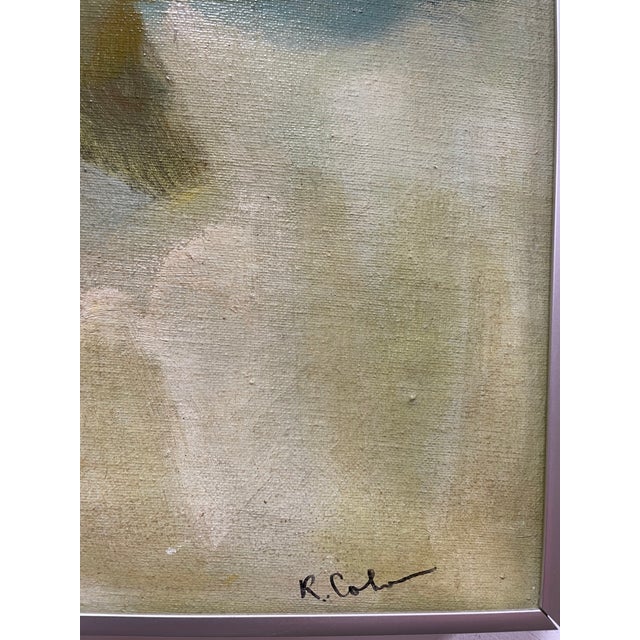 Vintage R. Cohen Abstract Oil Painting 34 X 20 For Sale - Image 4 of 10