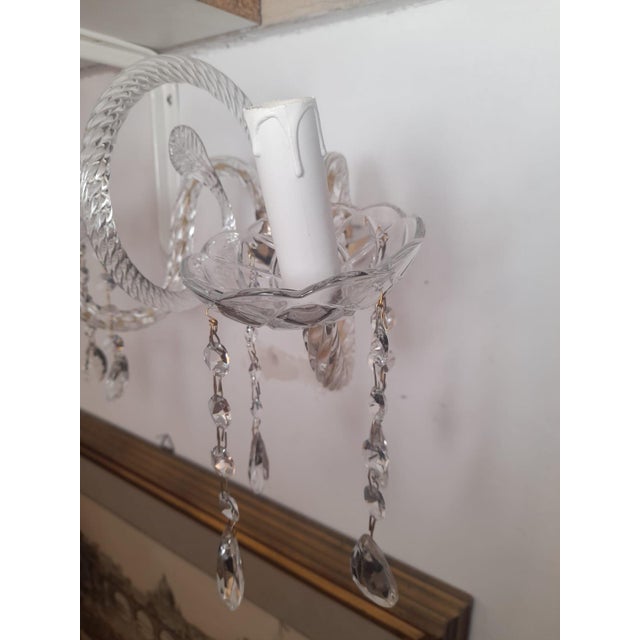 Classic Glass and Crystal Wall Lamps, 1990s, Set of 2 For Sale - Image 6 of 8