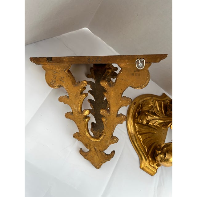 Gold Antique Italian Gilt Wood Wall Brackets a Pair For Sale - Image 8 of 11