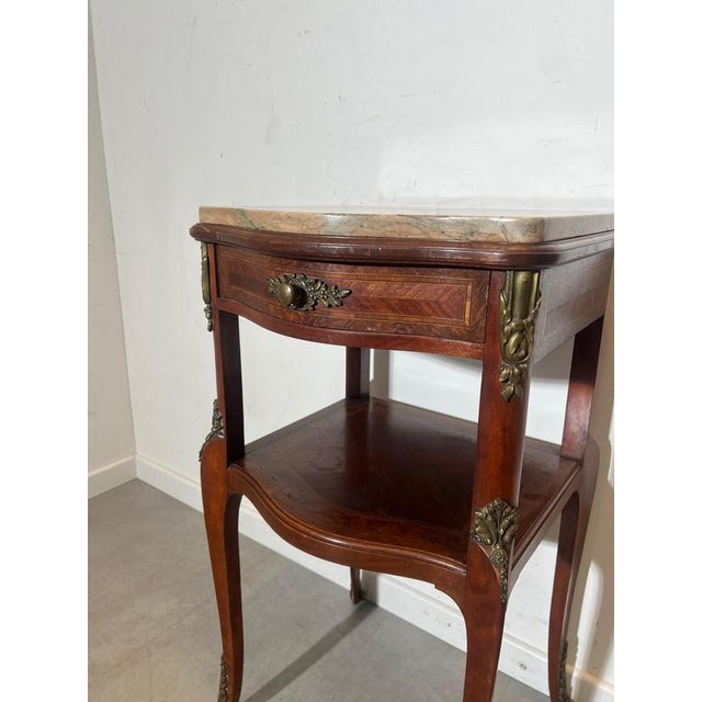 French Louis XV Style Side Table with Marble Top For Sale - Image 3 of 6