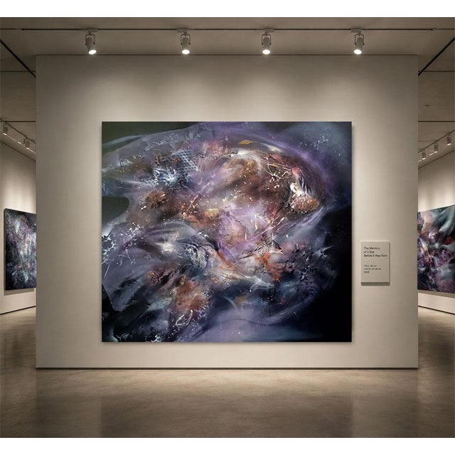 Contemporary Ovidiu Kloska, the Memory of a Star Before It Was Born, Large Scale Mixed on Canvas For Sale - Image 3 of 13