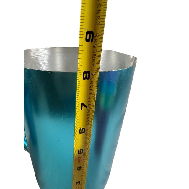 1960s Vintage, Colorful, Sunburst, Pitcher, and Glassware 7 Piece Set in Colorful Aluminum For Sale - Image 5 of 6