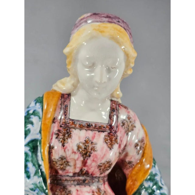 Royal Blue Large 1940s Minghetti Faience Madonna & Child Figurine For Sale - Image 8 of 12