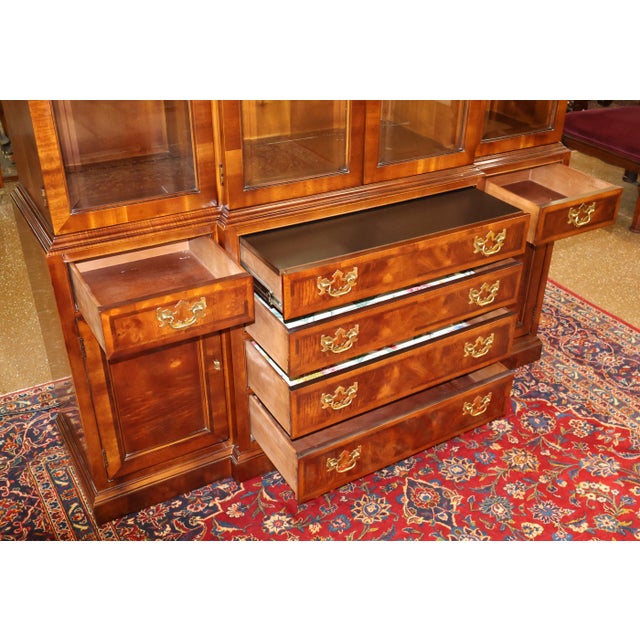 Henredon Aston Court Burl Wood Beveled Glass Bookcase China Cabinet Breakfront For Sale - Image 18 of 18