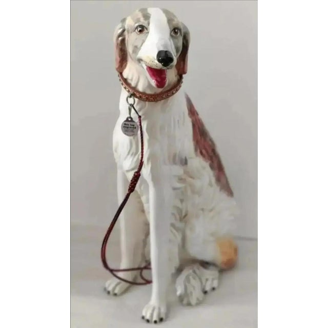 Life Size Glazed Porcelain Borzoi Dog Statue Made in Italy, Circa 1960 For Sale - Image 10 of 13