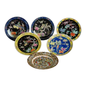 Antique Circa 1920 Japanese Satsuma Hand Painted Porcelain Plates - Set of 6